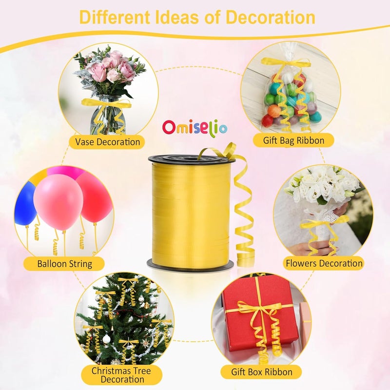 OMISELIO Yellow Ribbon - 500 Yard Crimped Curly Ribbon for Gift Wrapping, Balloons, Parties & More - Image 3